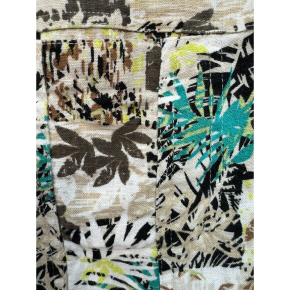 Christopher & Banks Womens Button-Up Shirt Blouse Size L Brown Floral 3/4 Sleeve - Picture 4 of 11